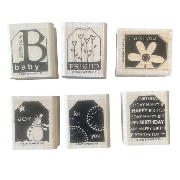 Stampin' Up! Other - Stampin' Up  Set  Of  6 Mounted Stamp Friend Baby For You Joy Birthday Thank You